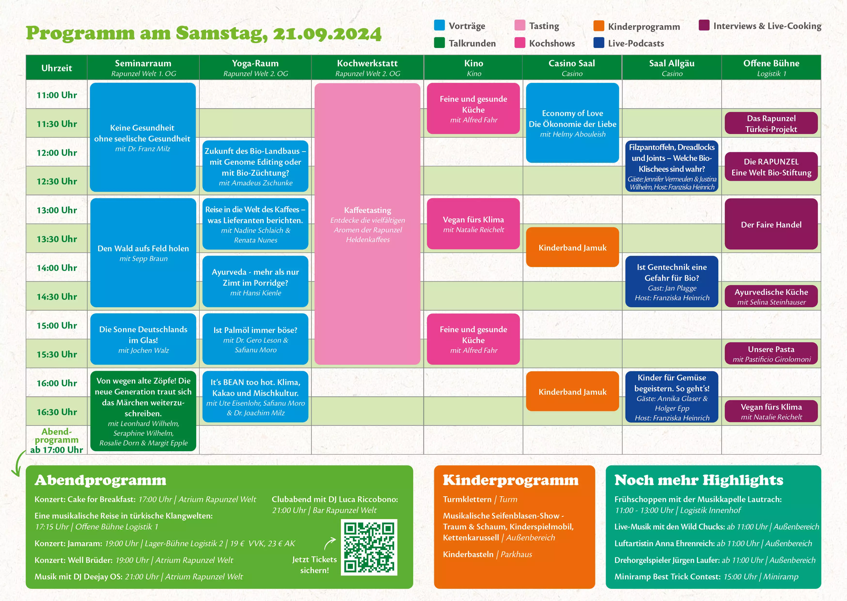 Timetable Samstag Rapunzel Eine Welt Festival 